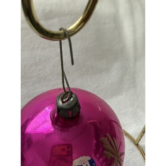 Vintage Fantasia Poland Hand Painted Pink Glitter Christmas Tree Ornament 2.75” - Picture 4 of 4